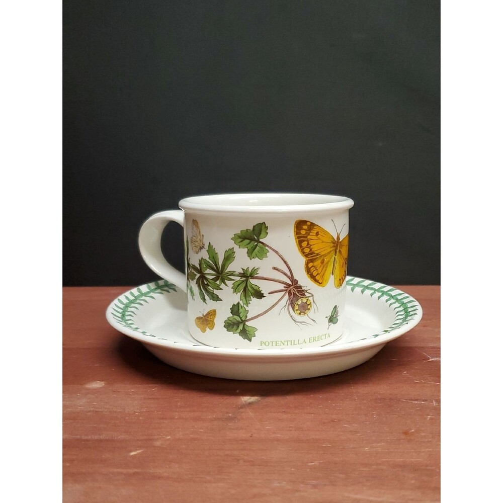 The Botanic Garden Common Tomentil 1972 Drum Cup And Underplate 6 Oz